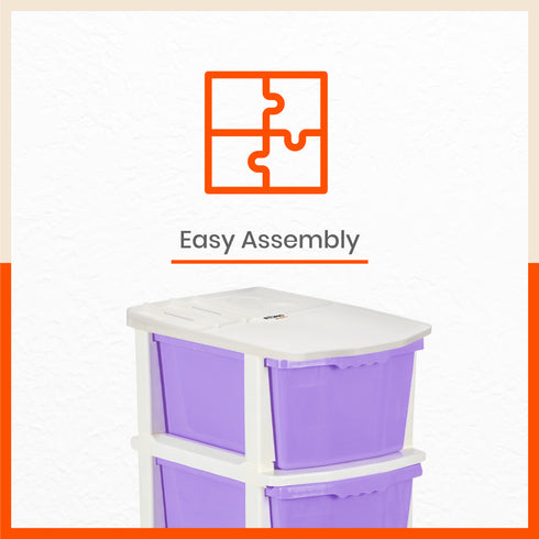 Stomo 4 Drawer Multi-Purpose Storage Organizer for Home and Office (Lavender)